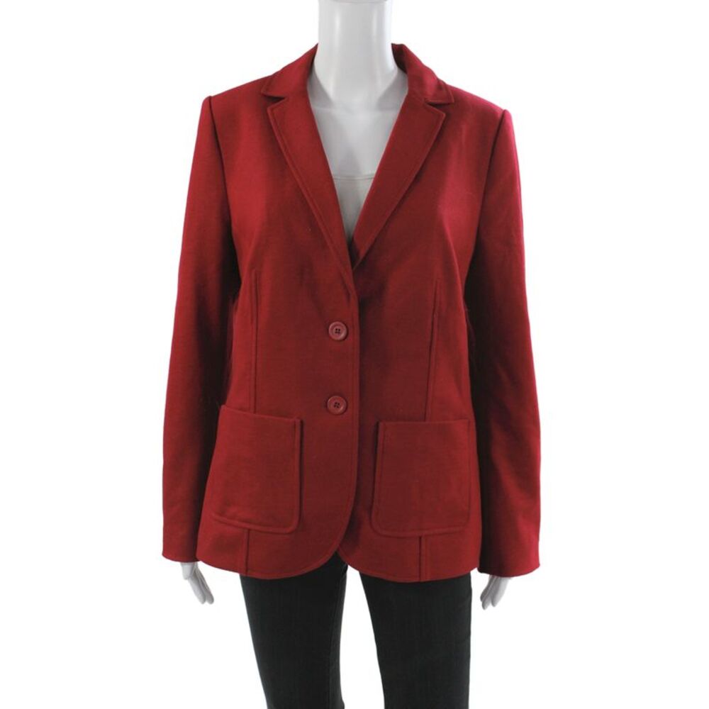 Zyga Womens Red Wool Basic Jacket Button Solid Long Sleeve Fall Size 42